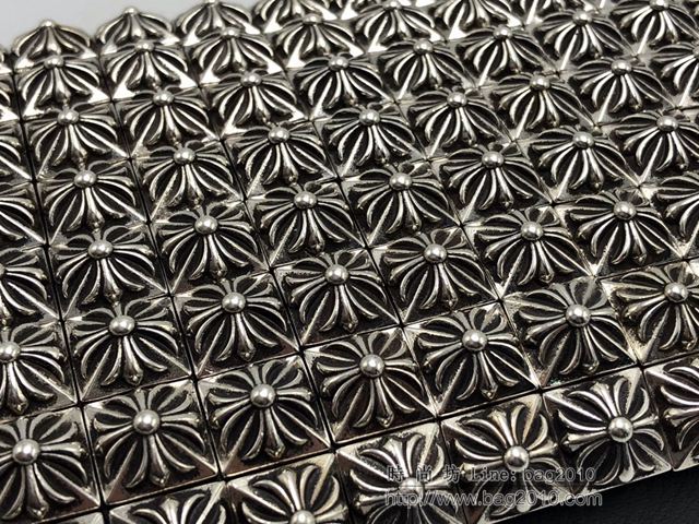 chrome hearts包 克羅心全釘錢包 S925純銀 小牛皮 克羅心長款拉鏈錢包  gjc2009